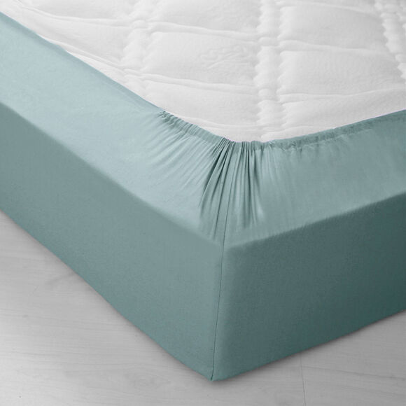 Drap-housse uni coton bonnet 32 cm (céladon)