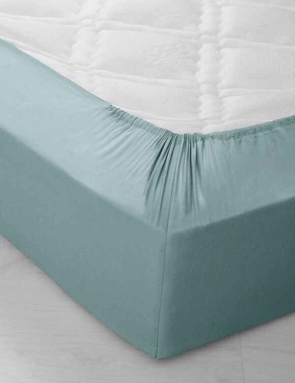 Drap-housse uni coton bonnet 32 cm (céladon)
