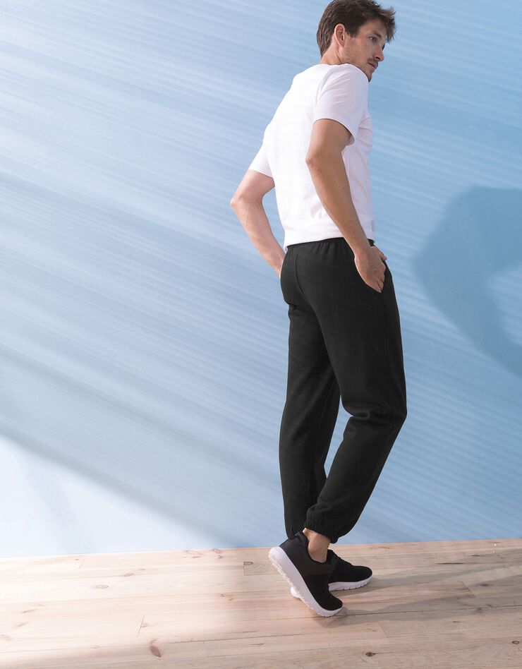 Pantalon jogging molleton bas élastiqué (noir) Pantalon jogging molleton bas élastiqué (noir)