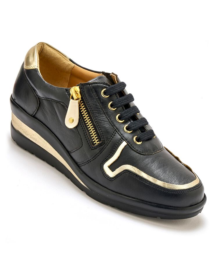 Derbies largeur confort en cuir détails métallisés (noir) Derbies largeur confort en cuir détails métallisés (noir)