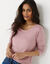 T-shirt col rond manches longues uni (rose parm&eacute;)