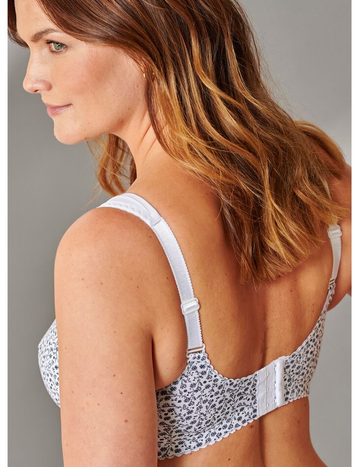 Soutien-gorge coton imprimé finition dentelle - sans armatures (blanc) Soutien-gorge coton imprimé finition dentelle - sans armatures (blanc)
