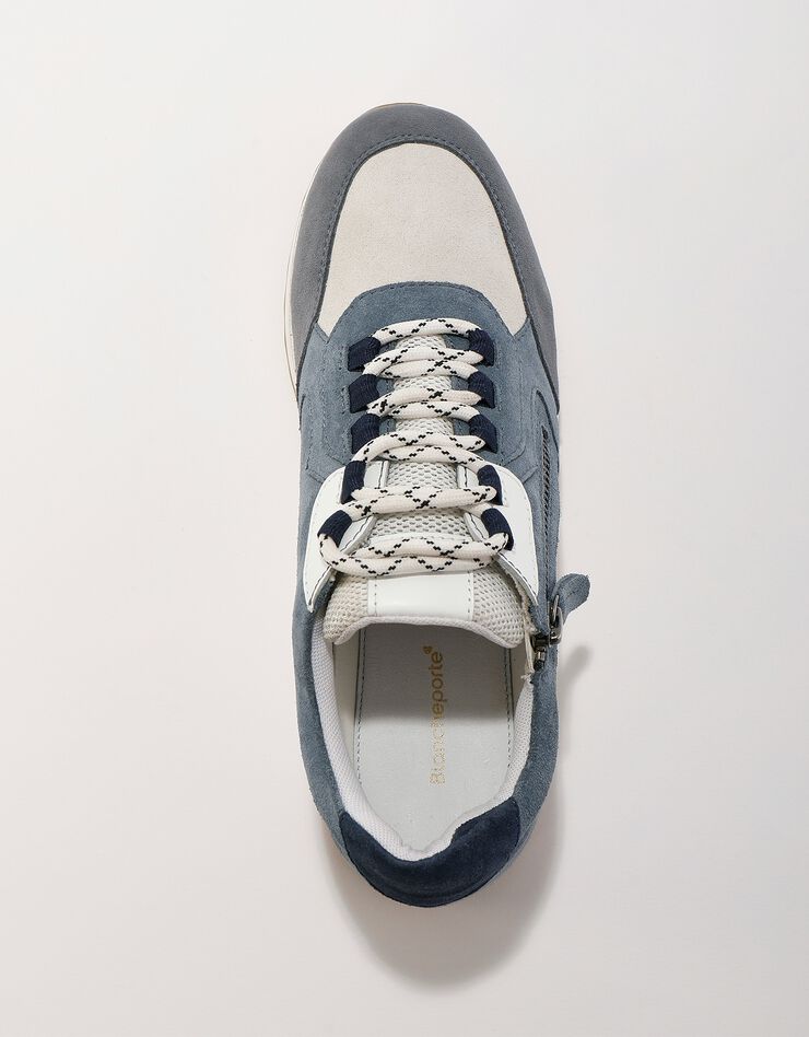 Baskets sneakers cuir empiècements contrastés (bleu grisé) Baskets sneakers cuir empiècements contrastés (bleu grisé)
