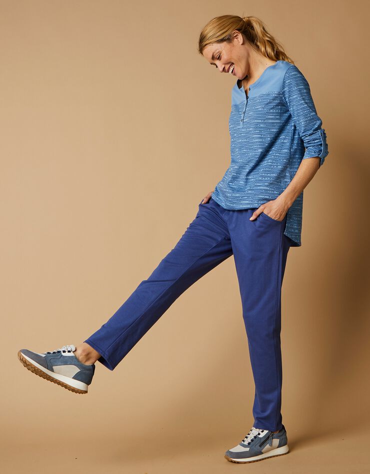 Pantalon jogpant ceinture élastiquée molleton  (bleu jean)