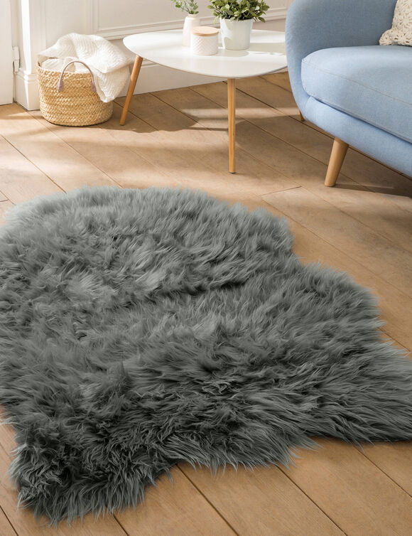Tapis poils forme peau de bête (gris)
