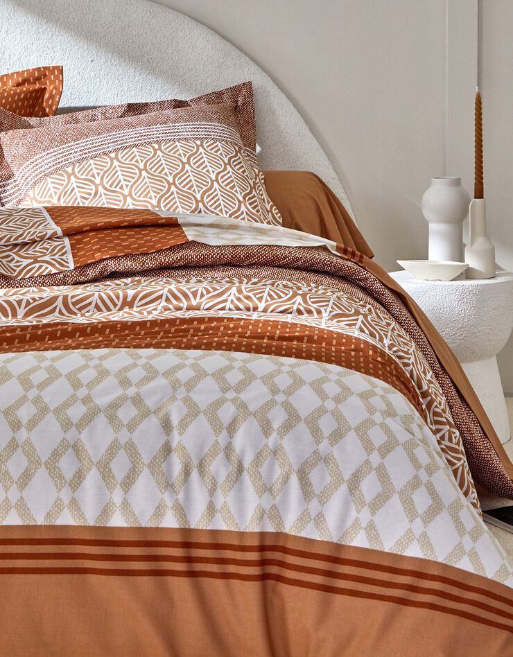 Linge de lit Tommy imprimé géométrique - coton (caramel)