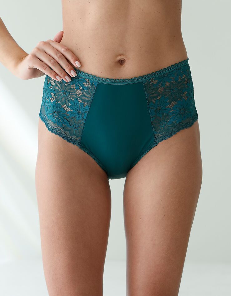 Culotte forme maxi microfibre et dentelle stretch - lot de 2 (vert sapin) Culotte forme maxi microfibre et dentelle stretch - lot de 2 (vert sapin)