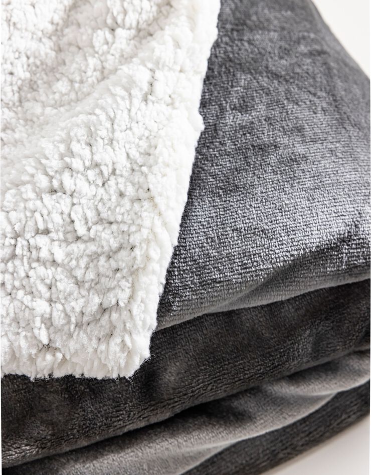 Couverture double face polaire et sherpa (anthracite)