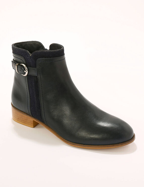 Boots plates en cuir (marine)