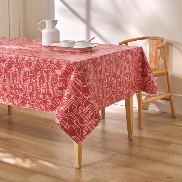 Nappe toile cirée imprimé courbes (rouge)