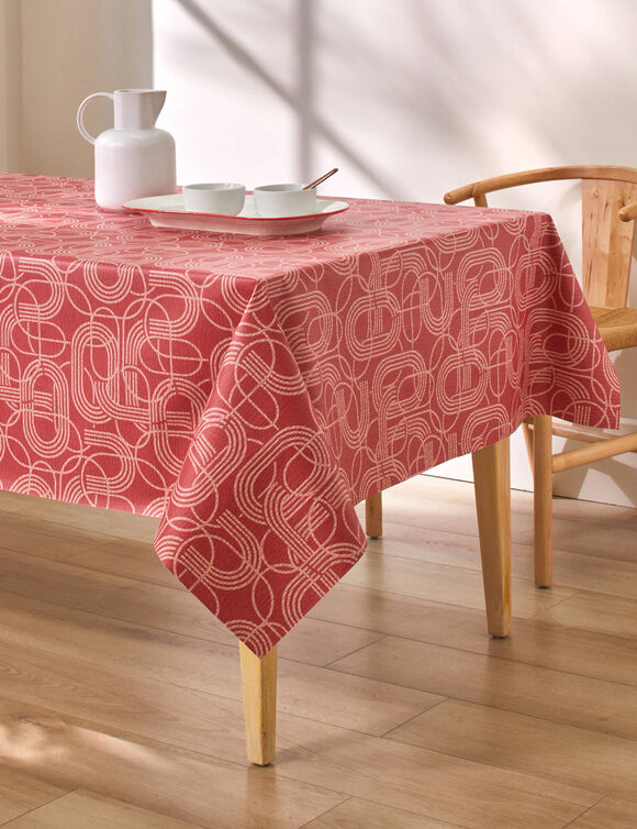 Nappe toile cirée imprimé courbes (rouge)