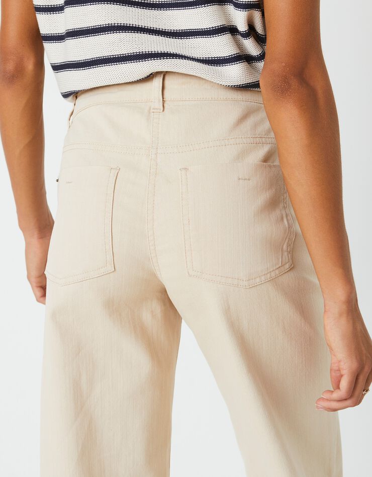 Jean large raccourci coupe stretch couleur, spécial petites (grège) Jean large raccourci coupe stretch couleur, spécial petites (grège)