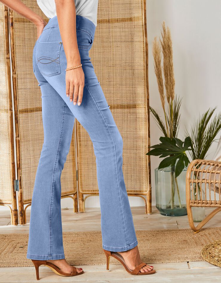 Jean bootcut ultra stretch, maille effet jean, grande stature (bleached)
