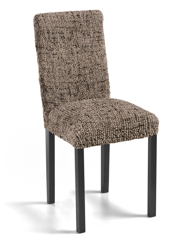 Housse chaise microfibre faux uni bi-extensible (marron)