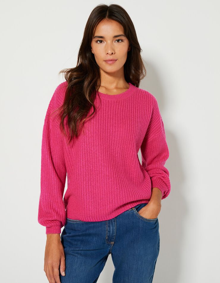 Pull boîte manches longues, maille anglaise (rose)