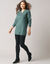 Pull tunique col tunisien, maille fantaisie (vert foncé)