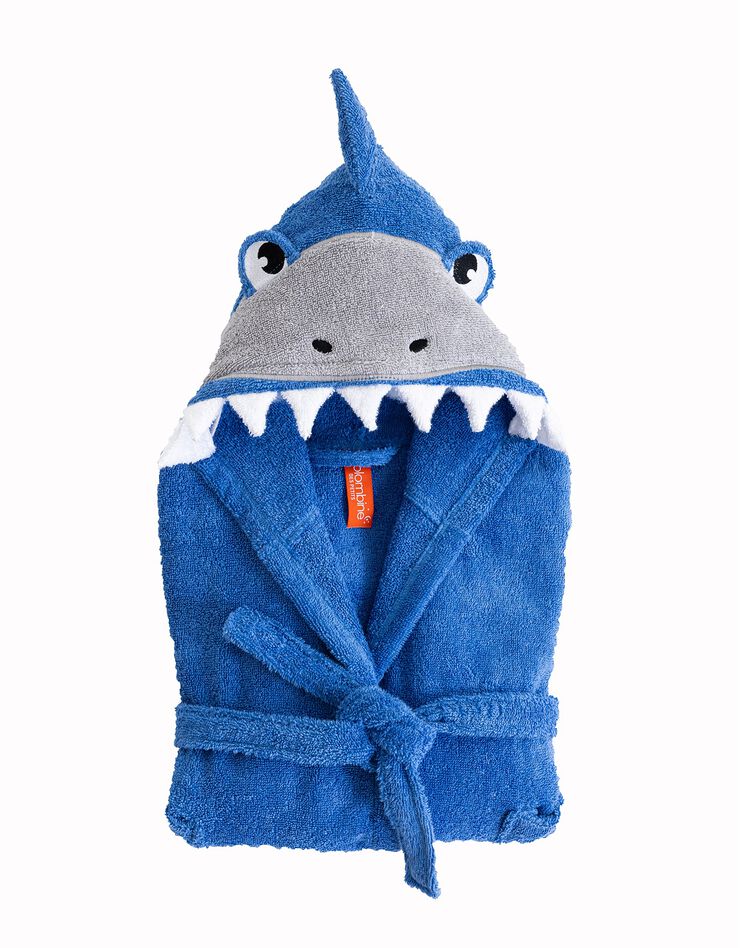 Peignoir de bain enfant requin éponge coton - 340g/m² (bleu dur)