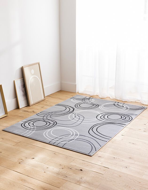 Tapis motifs cercles (gris)