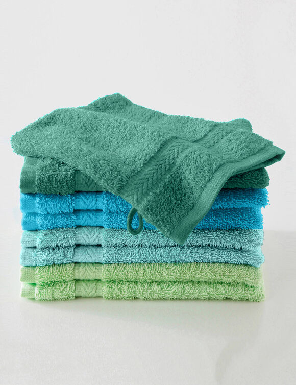 Gant de toilette cama&iuml;eu lagon coton 420 gr/m&sup2; - lot de 8 (vert)