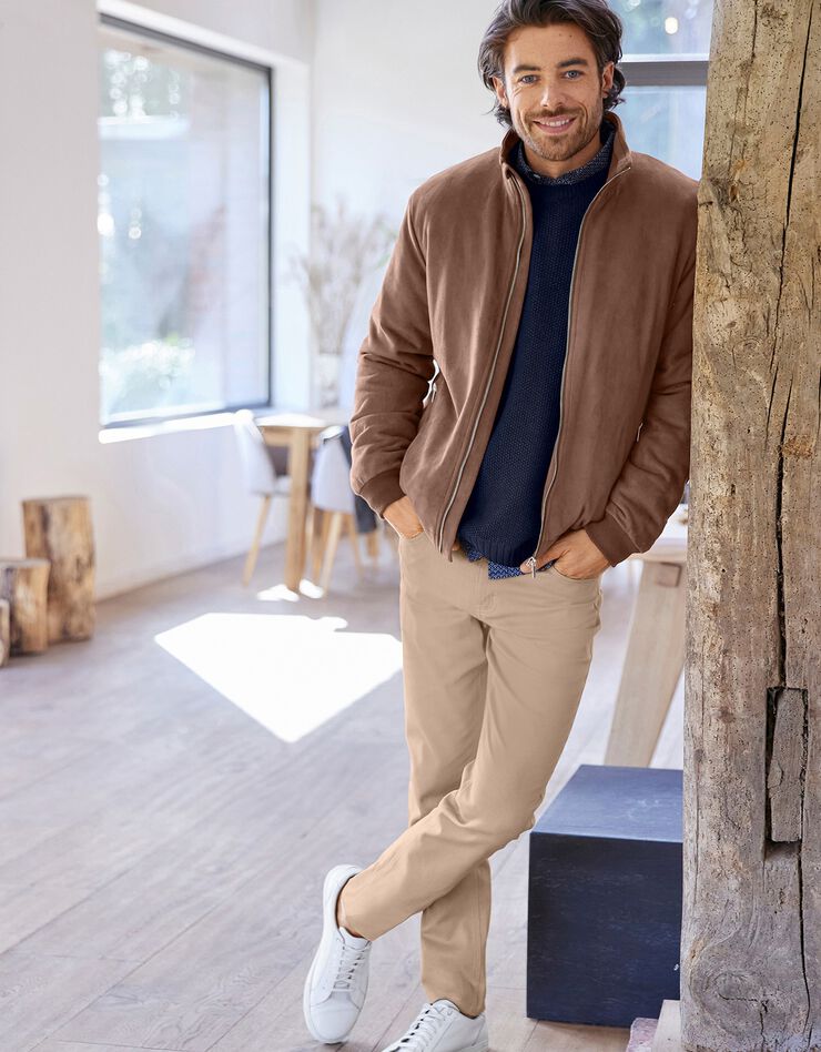 Pantalon droit 5 poches twill coton extensible (grège) Pantalon droit 5 poches twill coton extensible (grège)