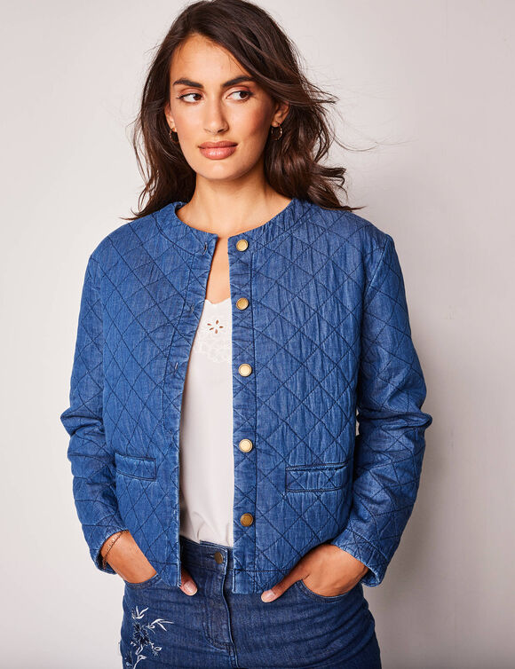Veste matelassée, jean léger (stone)