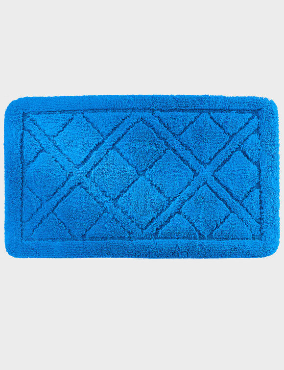 Tapis de bain losanges (bleu dur)