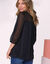 Blouse macramé unie, voile plumetis (noir)