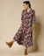 Robe longue boutonnée, imprimé fleuri (noir / rose)