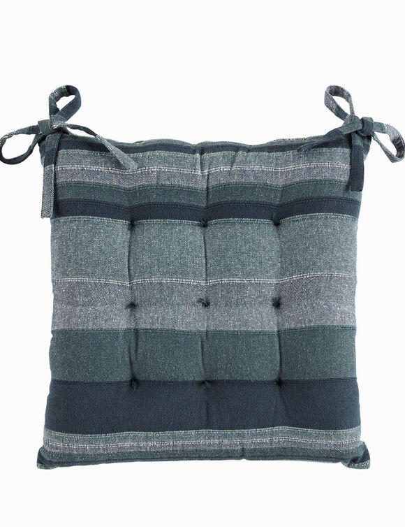 Galette de chaise carr&eacute;e ray&eacute;e - lot de 2 (bleu marine)