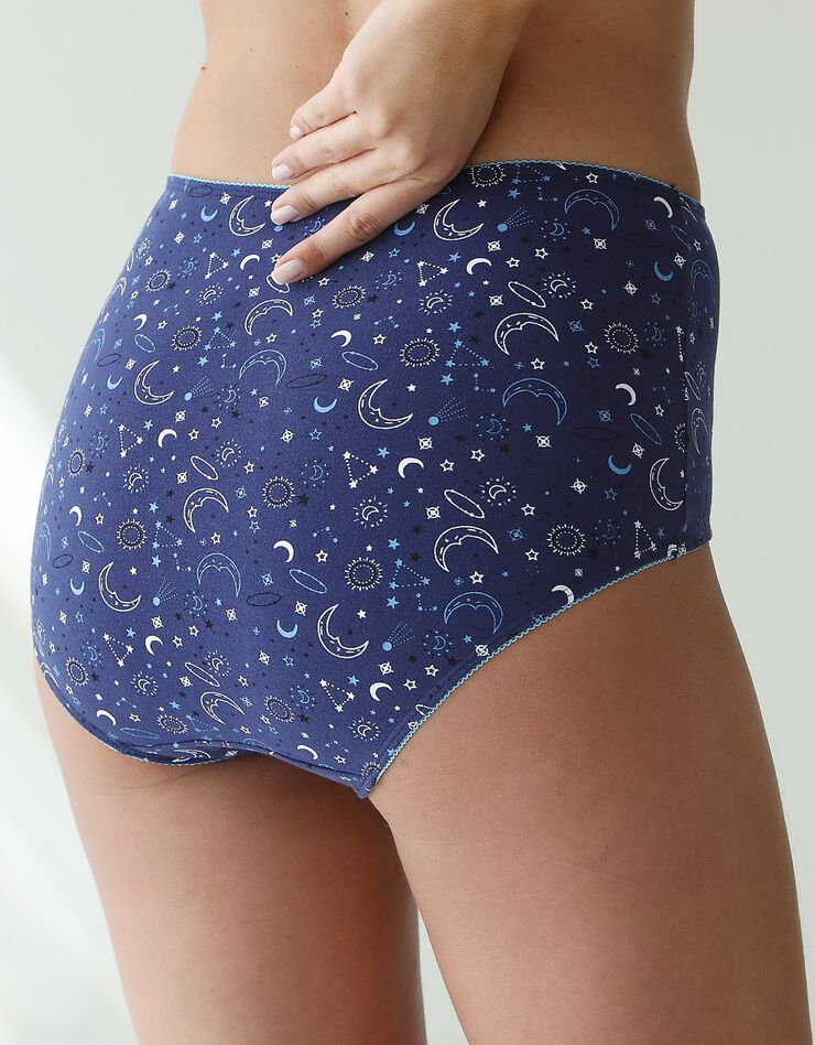 Culotte maxi coton imprimée "cosmic" - lot de 4 (bleu) Culotte maxi coton imprimée "cosmic" - lot de 4 (bleu)