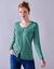 Cardigan boutonné col rond uni, toucher doux (vert céladon)