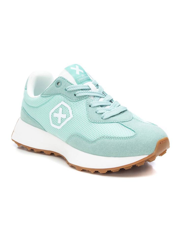 Baskets mode bi-matière à lacets (aqua)