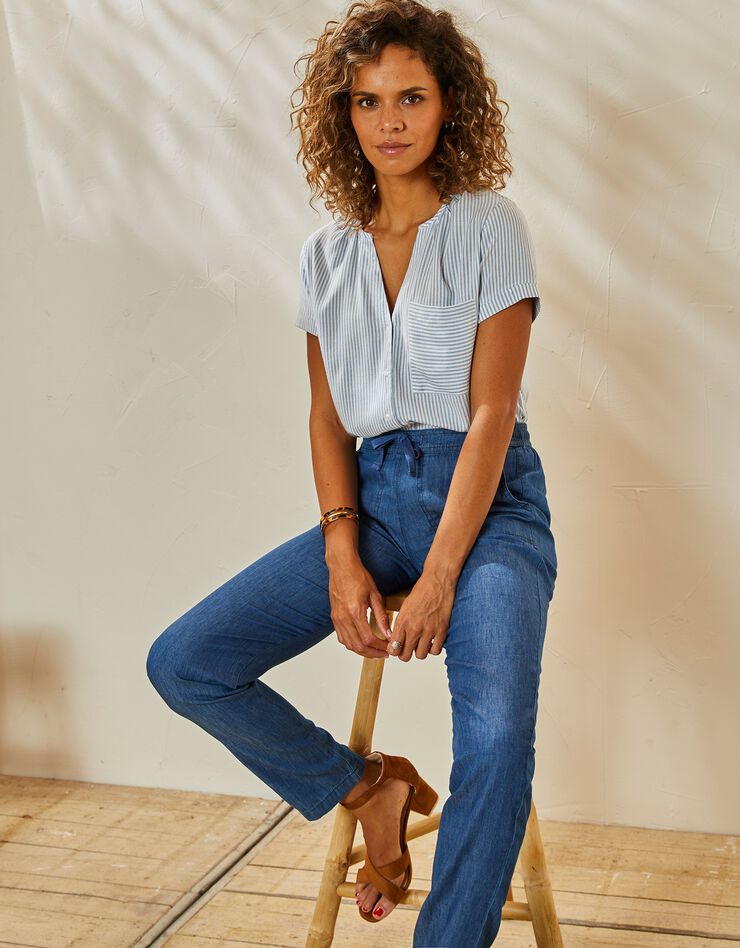 Pantalon fuselé fluide, denim léger (stone) Pantalon fuselé fluide, denim léger (stone)