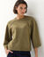 Pull court &eacute;vas&eacute; raglan, larges manches 3/4  (kaki clair)