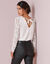 Blouse décolleté festonné dos, manches dentelle (écru)