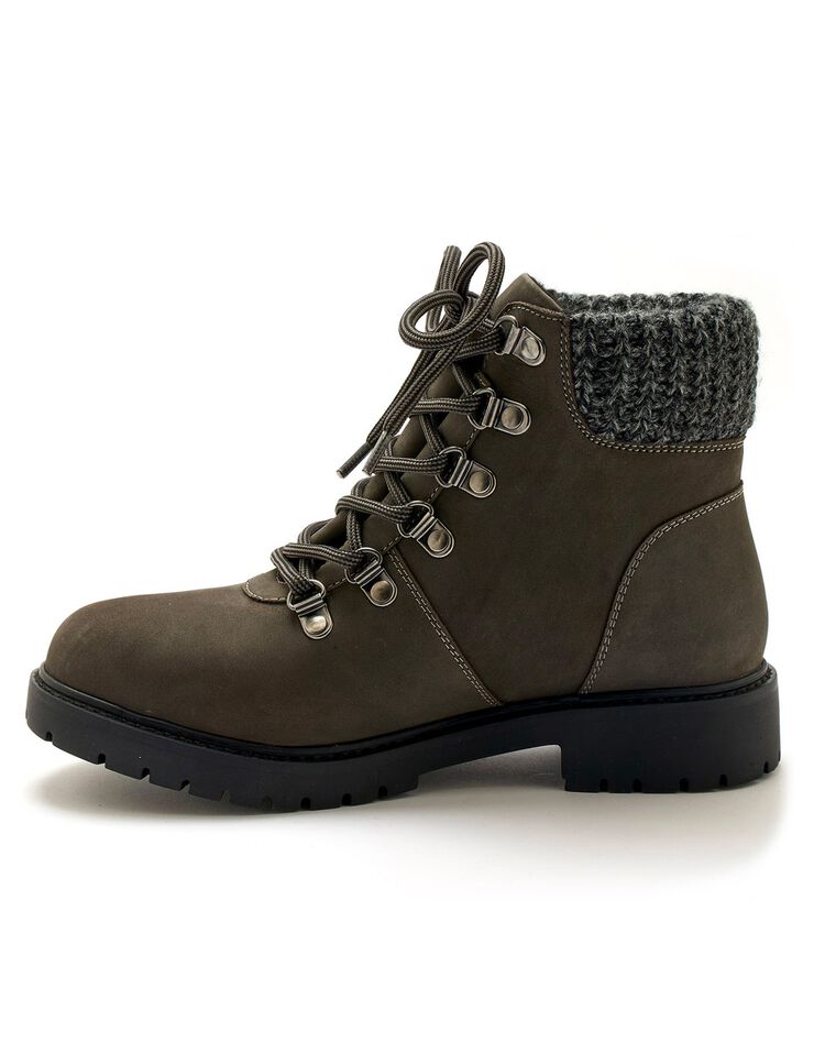 Boots fourrées en cuir imperméable Largeur Confort (gris)