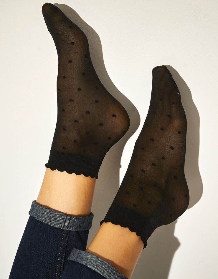 Mi-chaussettes plumetis - lot de 2 paires (noir) Mi-chaussettes plumetis - lot de 2 paires (noir)