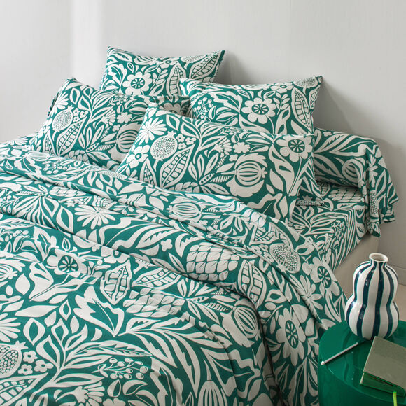 Linge de lit Montego en coton imprim&eacute;  (vert)
