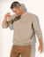 Pull pur coton col rond manches longues (taupe chiné)