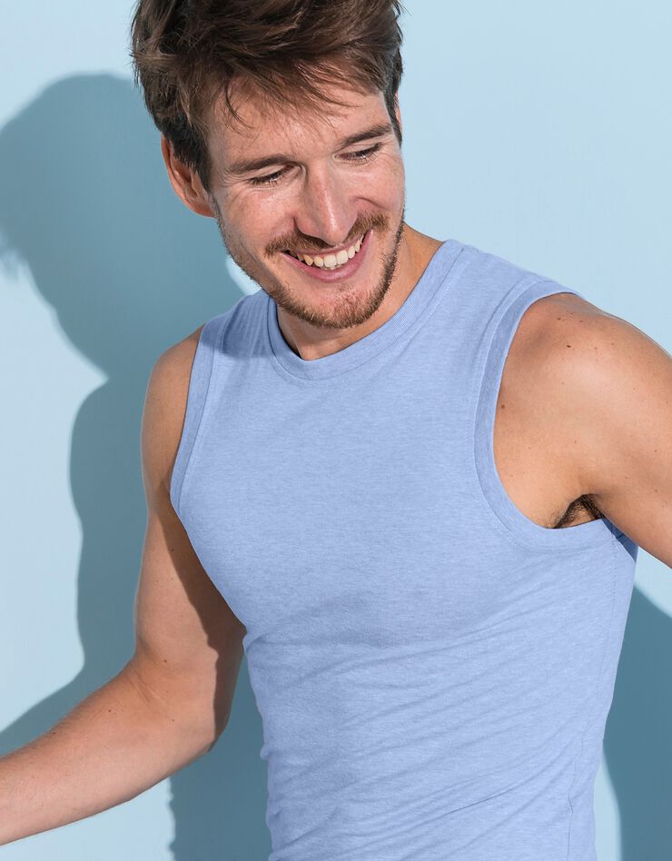 T-shirt col rond sans manches - lot de 3 (3 écru chiné / gris / bleuet) T-shirt col rond sans manches - lot de 3 (3 écru chiné / gris / bleuet)