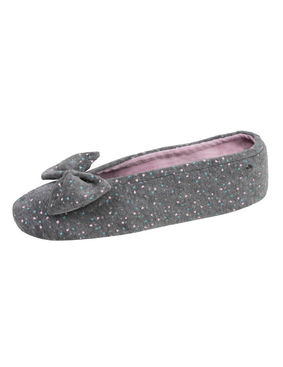 Ballerines velours issu de l'agriculture biologique** - large noeud (gris clair chiné)