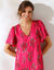 Robe courte imprimée, voile jacquard brillant (rose)