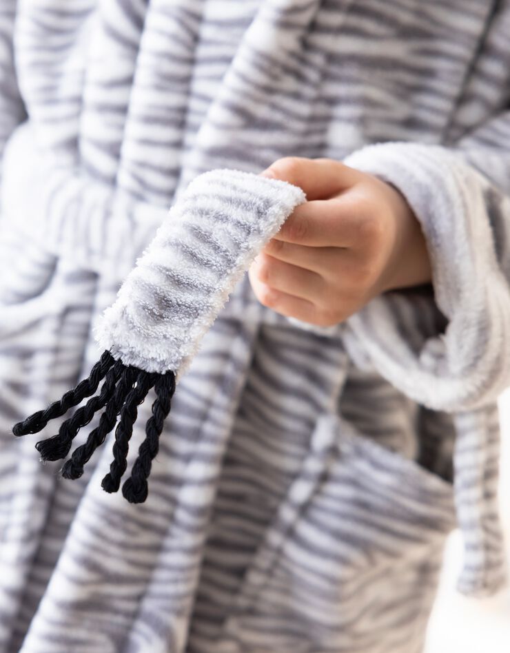 Peignoir de bain enfant à capuche zèbre personnalisable (blanc)