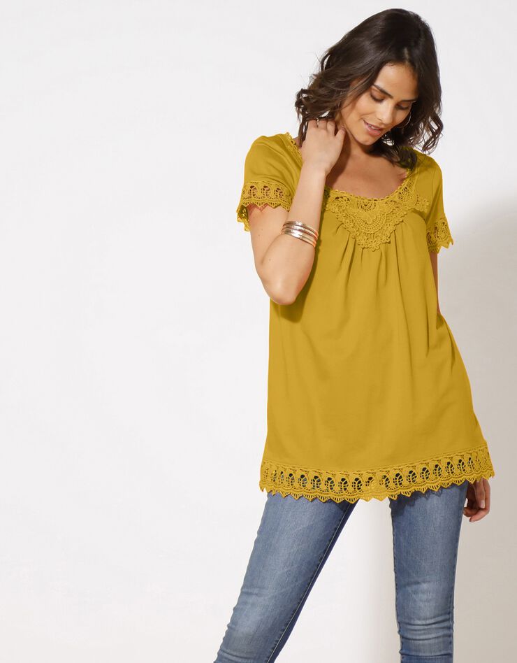 Tee-shirt macramé fantaisie (miel) Tee-shirt macramé fantaisie (miel)