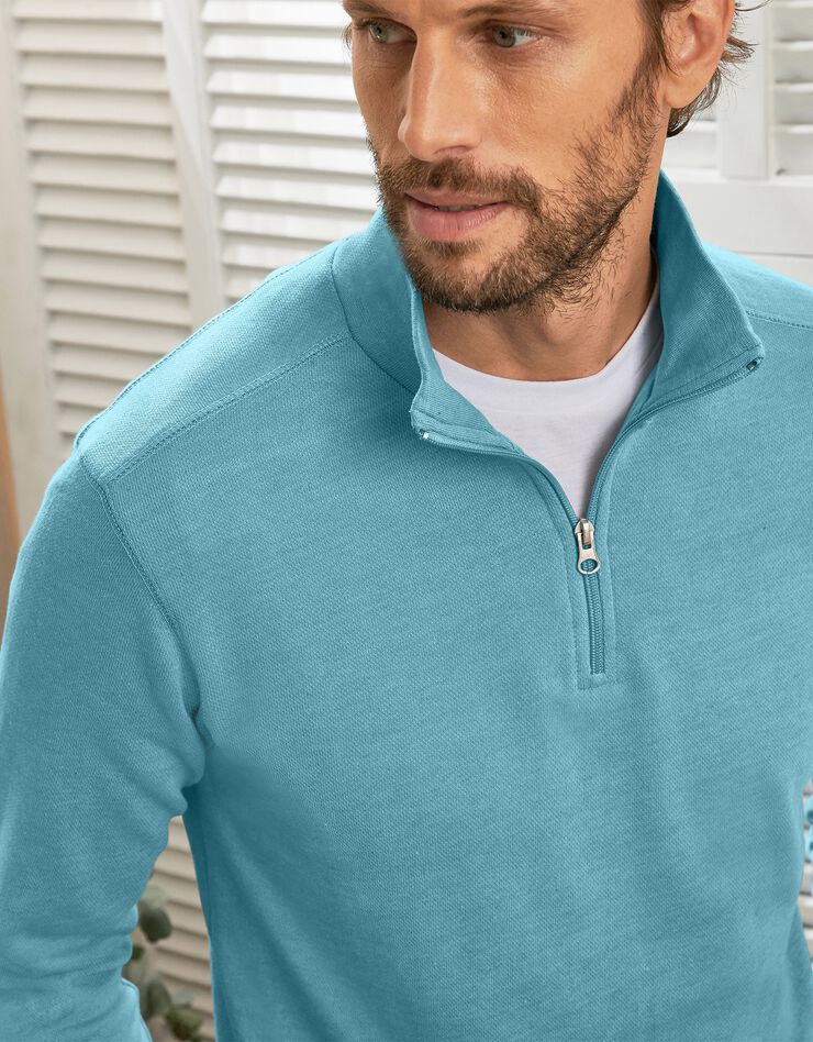Sweat molleton col camionneur zippé (bleu vert) Sweat molleton col camionneur zippé (bleu vert)