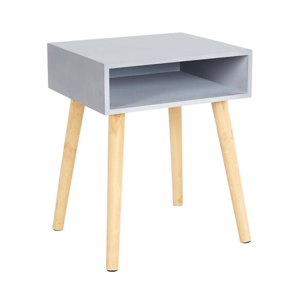 Table de chevet bicolore - 1 niche (gris)