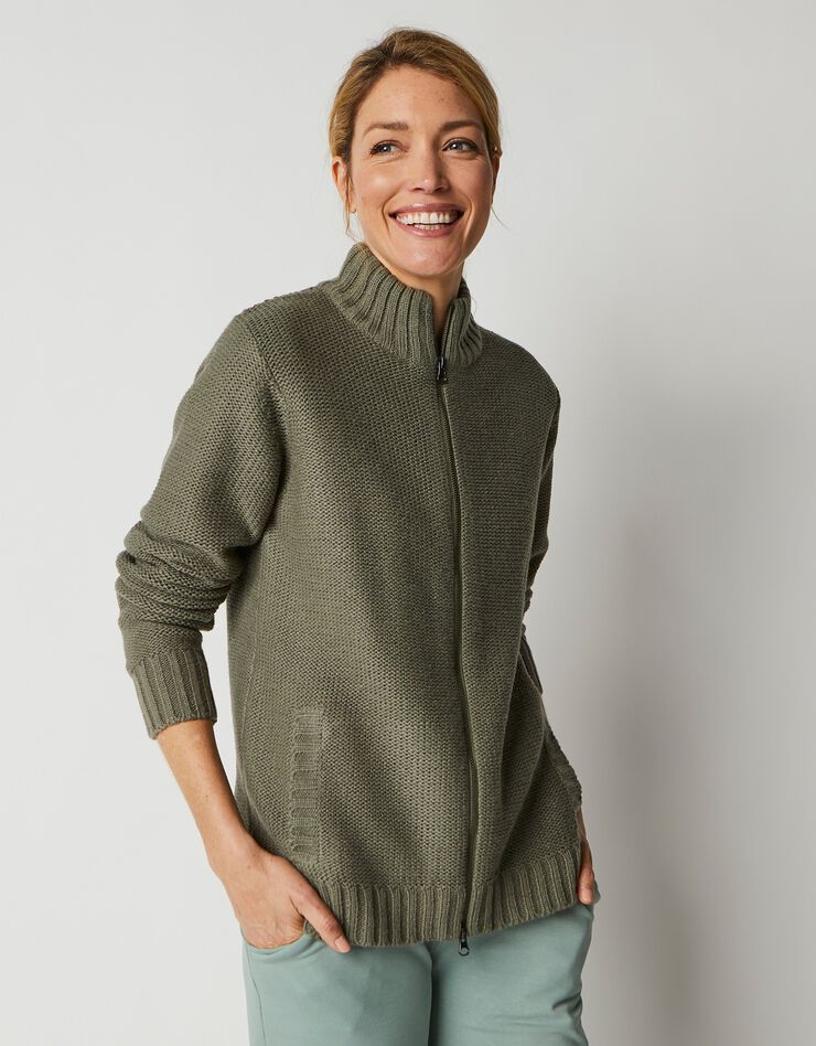 Gilet zippé 30% laine (kaki) Gilet zippé 30% laine (kaki)