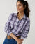 Chemise droite &agrave; carreaux tartan tiss&eacute;-teints (&eacute;cru / bleu)