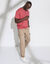 T-shirt Henley confort manches courtes - coton biologique (corail grisé)
