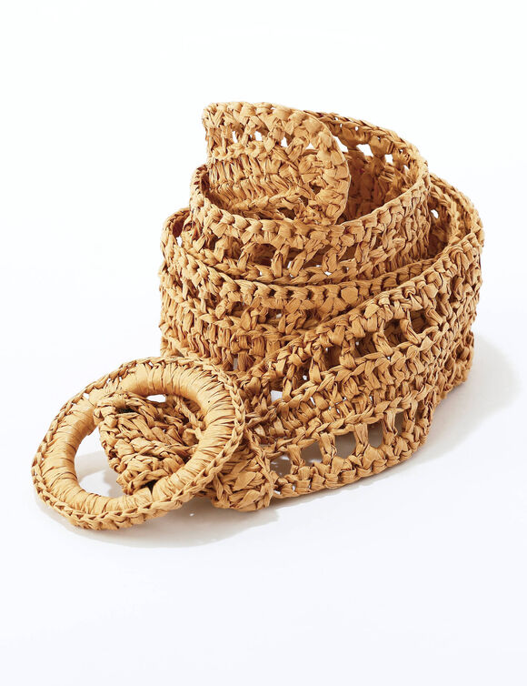 Ceinture en raphia, boucle ronde (naturel)